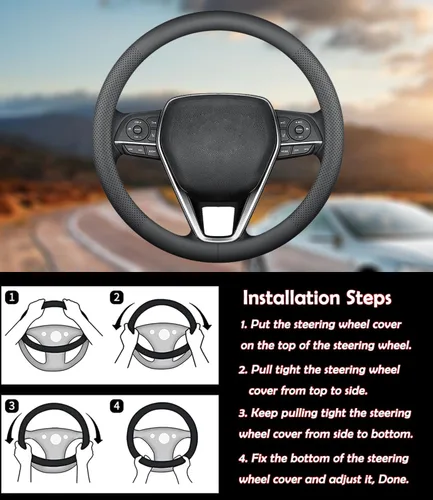 Vista 8 de XHRING Funda de Volante para Coche para Toyota Camry Rav4 Corolla Highlander Sienna CHR Avalon FJ Land Cruiser Yaris SE XSE LE Hybrid XLE TRD Cross