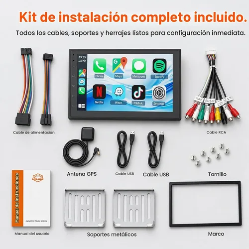 Vista 8 de Haudio Estéreo de Coche de 7" Doble DIN con Apple CarPlay Inalámbrico y Android Auto, Radio de Coche Bluetooth con Pantalla Táctil, Navegación