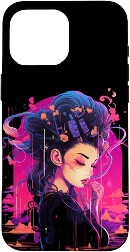 Vista 19 de iPhone 16 Japanese Geisha Retro Anime Cyberpunk Manga Synthwave Artsy Case