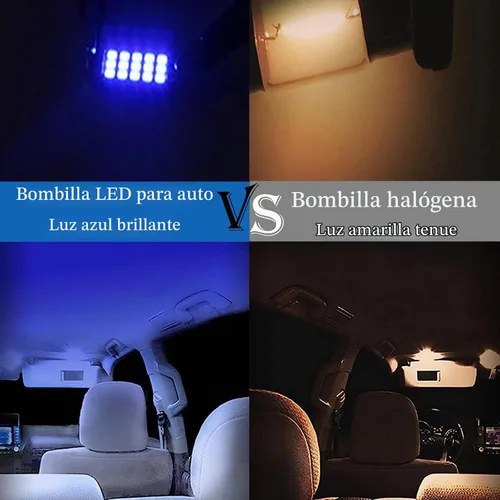 Vista 7 de Pack-2 focos LED extremadamente brillantes 578, 400 lm, 6500 K, chipsets 2835, 41 mm 42 mm (azul) para luces LED interiores de cúpula, mapa, puerta
