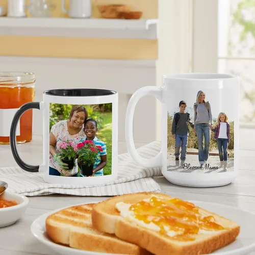 Vista 3 de Let's Make Memories Taza de fotos personalizada con mensaje, taza de café personalizada, ilustraciones para niños o tu foto y texto, para ella