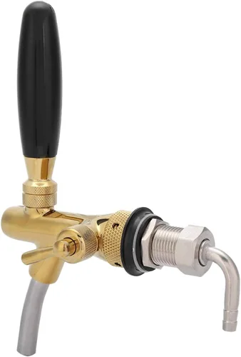 Vista 9 de Grifo de cerveza con control de flujo, grifo de cerveza ajustable de vástago largo, grifo de barril de cerveza Adurable, vástago cromado G5/8 grifo