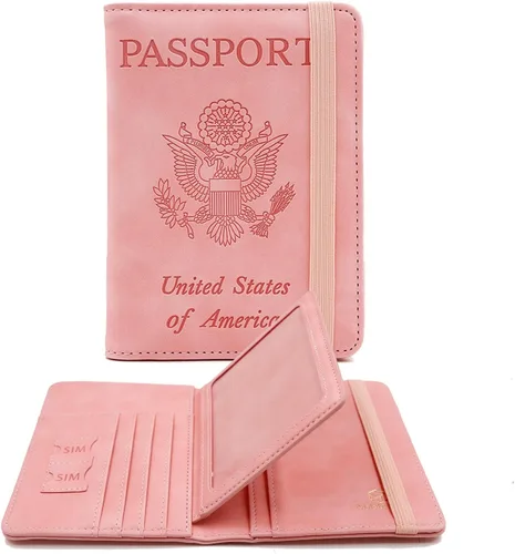 Vista 22 de Melsbrinna - Funda para pasaporte, ranuras para tarjetas, bonita funda para pasaporte para mujeres/hombres, resistente al agua con bloqueo RFID