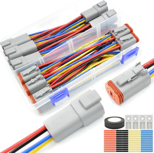 Vista 12 de Kit de conectores Deutsch DT de 482 piezas, 2 3 4 6 8 12 pines impermeables para conectores eléctricos automotrices, incluye herramienta de crimpado