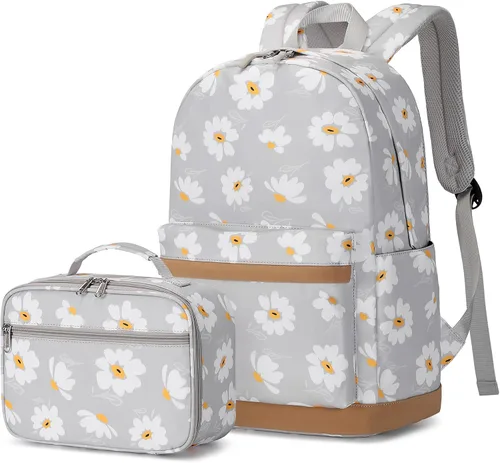 Vista 13 de 3 piezas de mochila con estampado de margaritas para niños, mochila de escuela primaria, mochila para estudiantes de primaria, mochila para Negro