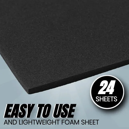 Vista 5 de 24 hojas de espuma EVA negra para cosplay en hojas de 9 x 12 pulgadas; espuma gruesa de alta densidad 187.4 lbs/m³, 0.079 in (1/12 pulgadas); ideal