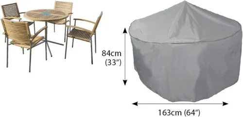 Vista 4 de Bosmere Funda resistente a la intemperie para mesa y sillas para exteriores, 64 pulgadas de diámetro x 33 pulgadas de alto, gris