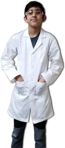 Vista 2 de Abrigo de laboratorio blanco para niños DR Uniforms®