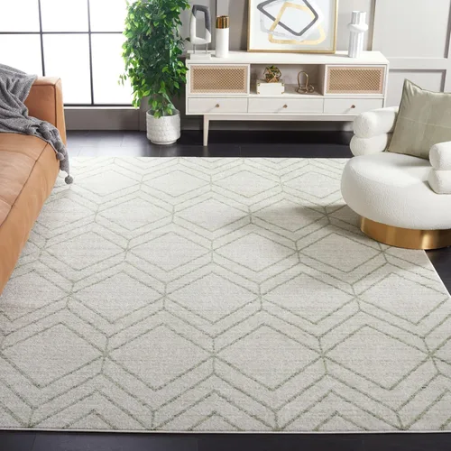 Vista 12 de SAFAVIEH Adirondack Collection - Alfombra decorativa, 2 x 3 pies, color negro y marfil, diseño geométrico moderno, no desprende pelusa y de fácil