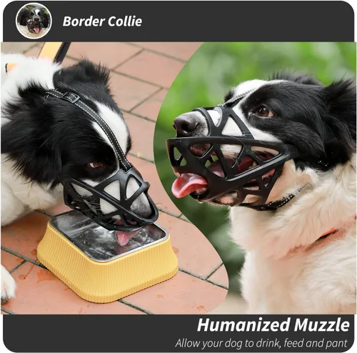 Vista 5 de BARKLESS Bozal de cesta para perros, bozal suave para perros medianos y Negro