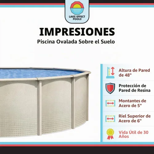 Vista 4 de Lake Effect Pools 'Impressions' 15 pies x 30 pies ovalada sobre el suelo