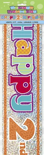 Vista 5 de Unique Party 10855-12ft Prism Happy 4th Birthday Banner