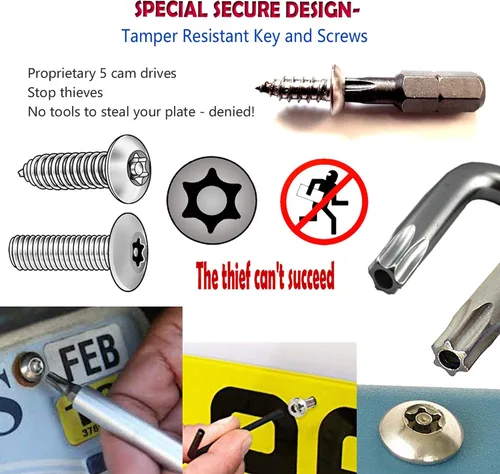 Vista 7 de Aootf Tornillos de acero inoxidable para placa de matrícula, pernos antirrobo para marco de matrícula, sujetadores resistentes a manipulaciones