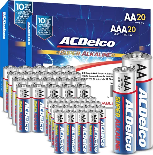 Vista 7 de Powermax ACDelco 84 pilas alcalinas, 40 AA, 36 triples AAA, 8 unidades de 9 voltios, paquete combinado de baterías para el hogar y la oficina