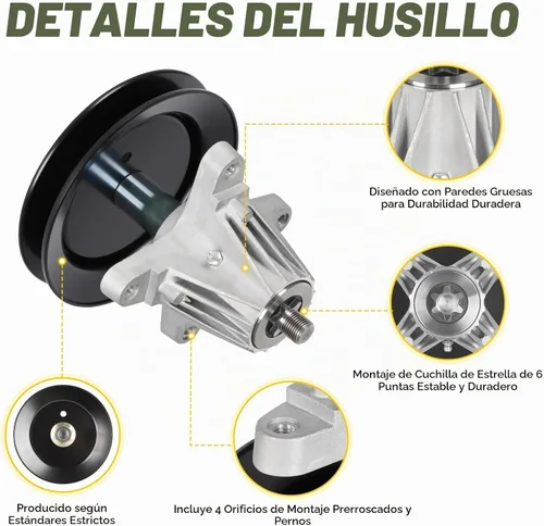Vista 4 de Kit de reconstrucción de husillo 918-04822 de 42 pulgadas para Cub Cadet LTX1040 LTX1042 RZT-42, 2 husillos 618-04822 618-04889, 2 rodillos