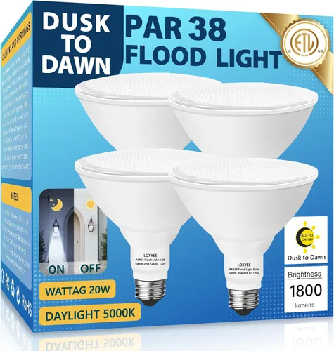 Vista 26 de PAR38 Bombillas LED de inundación para exteriores, paquete de 2 unidades, regulables 20 W (equivalente a 200 W) bombillas de inundación de base E26