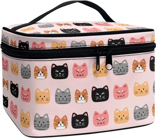 Vista 20 de doginthehole Bolsa de maquillaje, bolsa de cosméticos de viaje, bolsa de aseo portátil grande, organizador de accesorios para mujeres y niñas