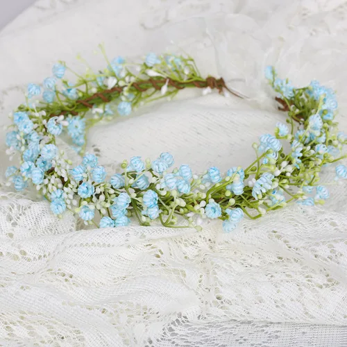 Vista 4 de Diadema de flores ajustable, guirnalda floral, corona, aureola, tocado bohemio con cinta, boda, festival, fiesta