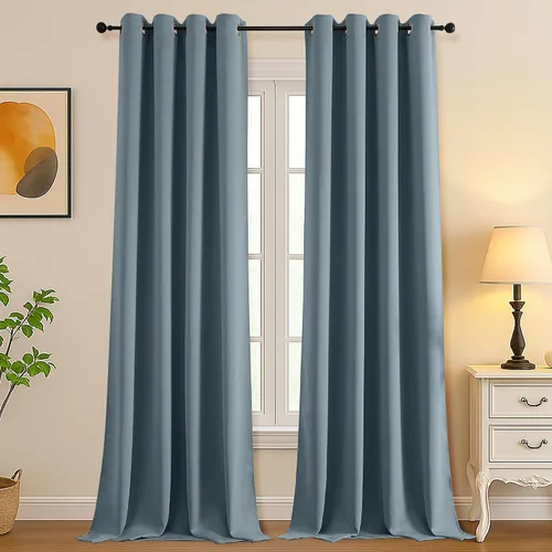 Vista 45 de Simplebrand Juego de 2 paneles de cenefa aguamarina para ventana de cocina de 14 pulgadas de largo, cortinas de oscurecimiento de habitación