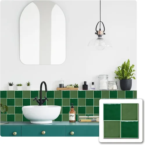 Vista 13 de Alwayspon Adhesivo de vinilo brillante de ladrillo de Provenza, autoadhesivo para azulejos de pared de transferencia de salpicaduras para cocina