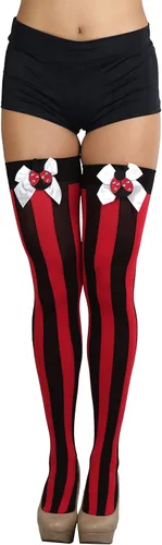 Vista 6 de ToBeInStyle Medias anchas verticales a rayas altas hasta el muslo para mujer