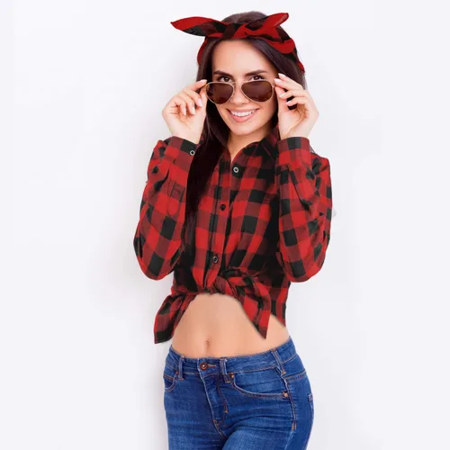 Vista 4 de Camisa casual de franela de manga larga con botones y pañuelo