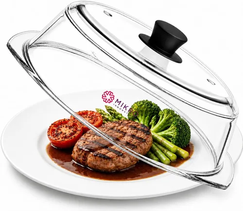Vista 8 de Cubierta de vidrio para salpicaduras de microondas para plato de alimentos, resistente protector de salpicaduras de vidrio de borosilicato con Negro