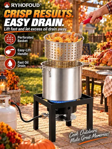 Vista 3 de OT-3016 Turkey Fryer Pot,30QT Turkey Fryer & 10QT Fish Fryer Kit