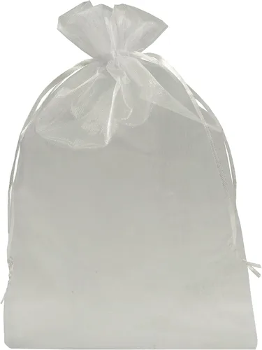 Vista 18 de Ankirol 100 bolsas de organza transparente de 8 x 12 bolsas grandes de organza con cordón (crema)