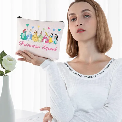 Vista 3 de BWWKTOP Bolsa de maquillaje cosmético de escuadrón de princesa, regalos de grupo de princesas, bolsa con cremallera, mercancía de princesa