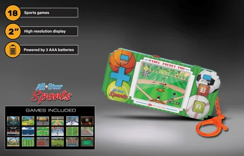 Vista 5 de My Arcade All-Star Sports Pixel Pocket Pro: Sports Video Games, Portable Keychain Arcade, Baseball, Soccer, Basketball