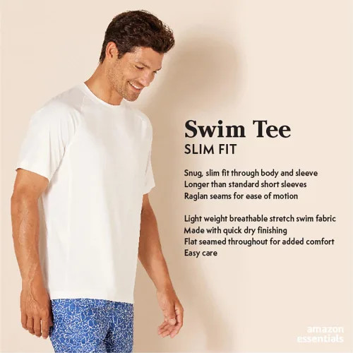 Vista 2 de Tienda Essentials Camiseta de natación ajustada de manga corta y secado rápido UPF 50 para hombre