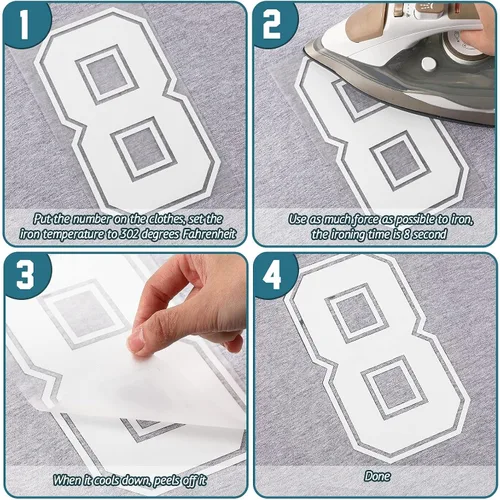 Vista 4 de WILLBOND 24 piezas de números para planchar, números de transferencia térmica de jersey del 0 al 9 para uniforme de equipo, camiseta de fútbol Blanco