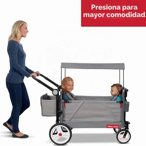 Vista 7 de Radio Flyer Odyssey Stroll N Wagon plegable con bolsa de almacenamiento, gris claro