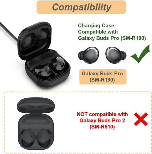 Vista 2 de Funda de carga para Samsung Galaxy Buds Pro (SM-R190), caja de estación de carga de repuesto con cable USB tipo C para auriculares Galaxy Buds Pro