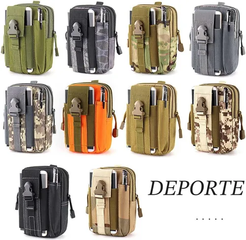 Vista 6 de Bolsa para cinturón, bolsa táctica Molle para teléfono, bolsas de utilidad EDC para la cintura, bolsa de cintura pequeña, funda para teléfono