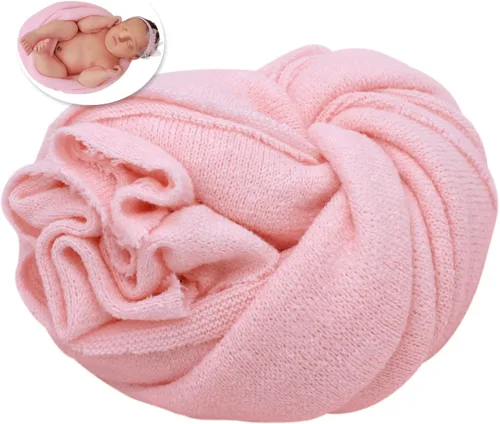 Vista 9 de Envoltura de posado para recién nacido, accesorios de fotografía para recién nacidos, manta de punto elástico suave, envoltura hecha a mano