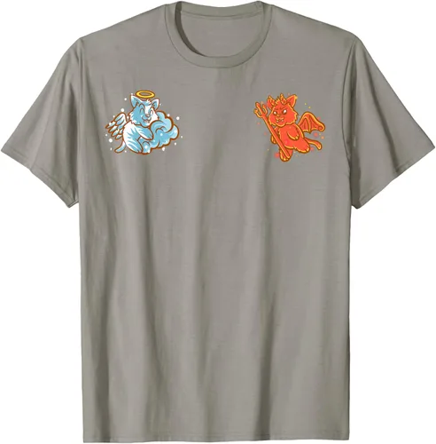 Vista 27 de Camiseta de gato ángel y diablo sentado en tu hombro Nerd Kitten, Negro