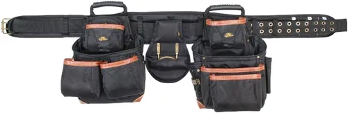 Vista 2 de CLC Custom Leathercraft 51452 cinturón de 4 piezas de primera línea para herramientas para encofradores profesionales, Negro, marrón, 29"–46
