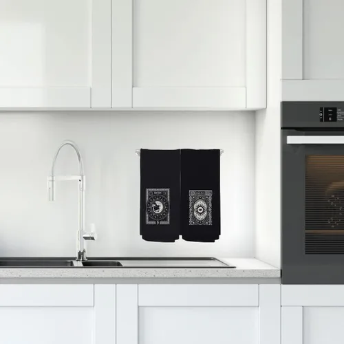 Vista 2 de Toallas de cocina, decoración de cocina gótica, juegos de toallas de cocina y paños de cocina, toallas de mano de tarot, juegos de toallas de 2