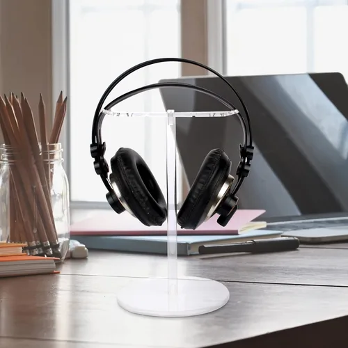 Vista 3 de Soporte universal de acrílico transparente para AirPods Max, HyperX Cloud II, Xbox One, Turtle Beach, Sennheiser, Sony, Bose, Beats pantalla