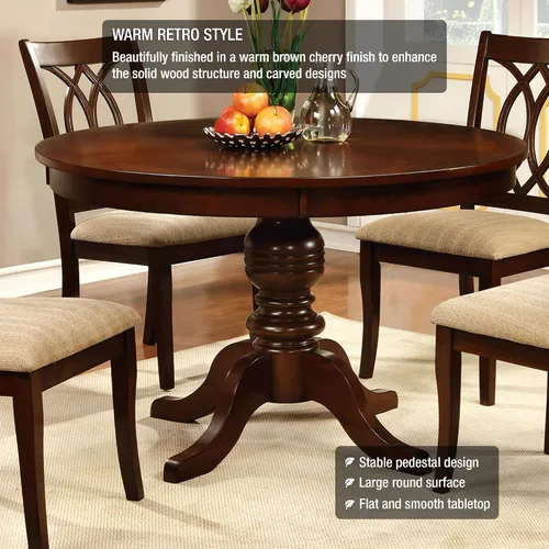 Vista 4 de HOMES: Inside + Out Brennan - Mesa de comedor redonda de madera moderna de 48 pulgadas con diseño de pedestal (asientos de 4 a 6) para cocina