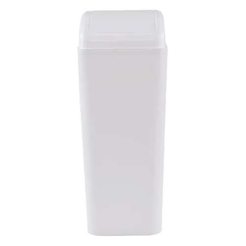Vista 7 de 1 cubo de basura de plástico con tapa oscilante, color blanco