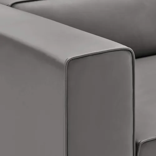 Vista 6 de Modway Mingle Sofá seccional de cuero vegano Silla con brazo izquierdo en gris