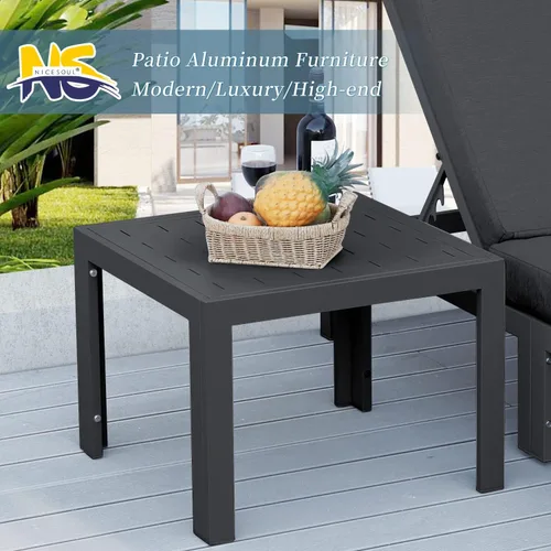Vista 6 de NICESOUL® Mesas auxiliares de aluminio, 2 piezas, mesas de té grises para patio al aire libre, porche, muebles de patio trasero, piezas en pares