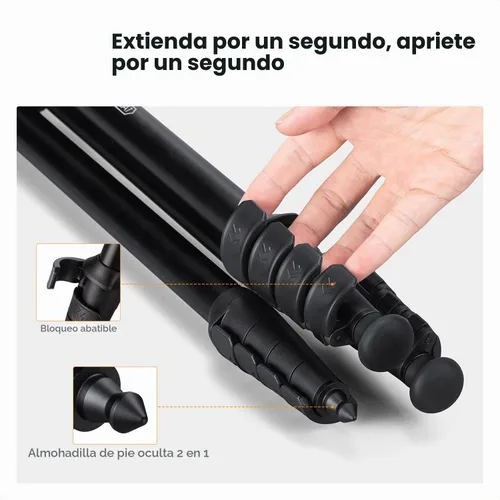 Vista 4 de K&F CONCEPT Trípode de viaje de aluminio de 63" para cámara