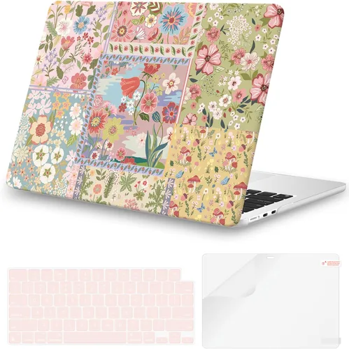 Vista 18 de iCasso para M4 MacBook Air de 13 pulgadas Funda 2025 2024-2022 M3 M2 Modelo A 3240 A3113 A2681, Funda de plástico de patrón protector resistente