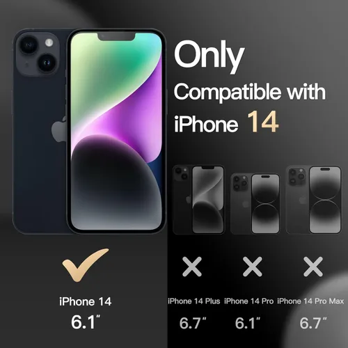 Vista 2 de JETech Funda para iPhone 14 de 6.1 pulgadas, resistente de doble capa de protección resistente, a prueba de golpes, con parte trasera mate (negro)