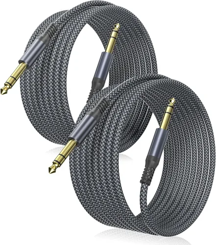 Vista 12 de Elebase 1/4 Pulgada TRS Cable de Instrumento 1 Metro 2Pack, Cable de Audio Estéreo de Conexión de 6.35mm Macho Recto, Línea Equilibrada de 6.35mm