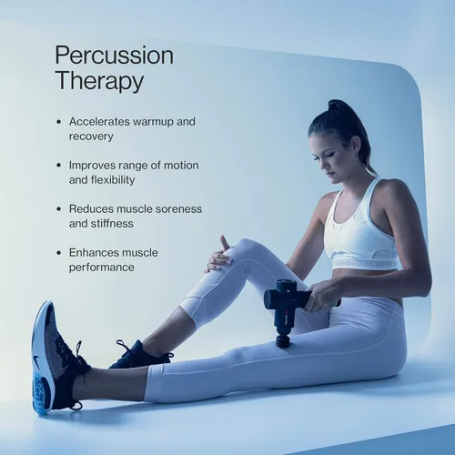 Vista 4 de Hypervolt Plus, con tecnología Quiet Glide, pistola de masaje de percusión de mano 3 velocidades, 5 cabezales intercambiables Ayuda a aliviar